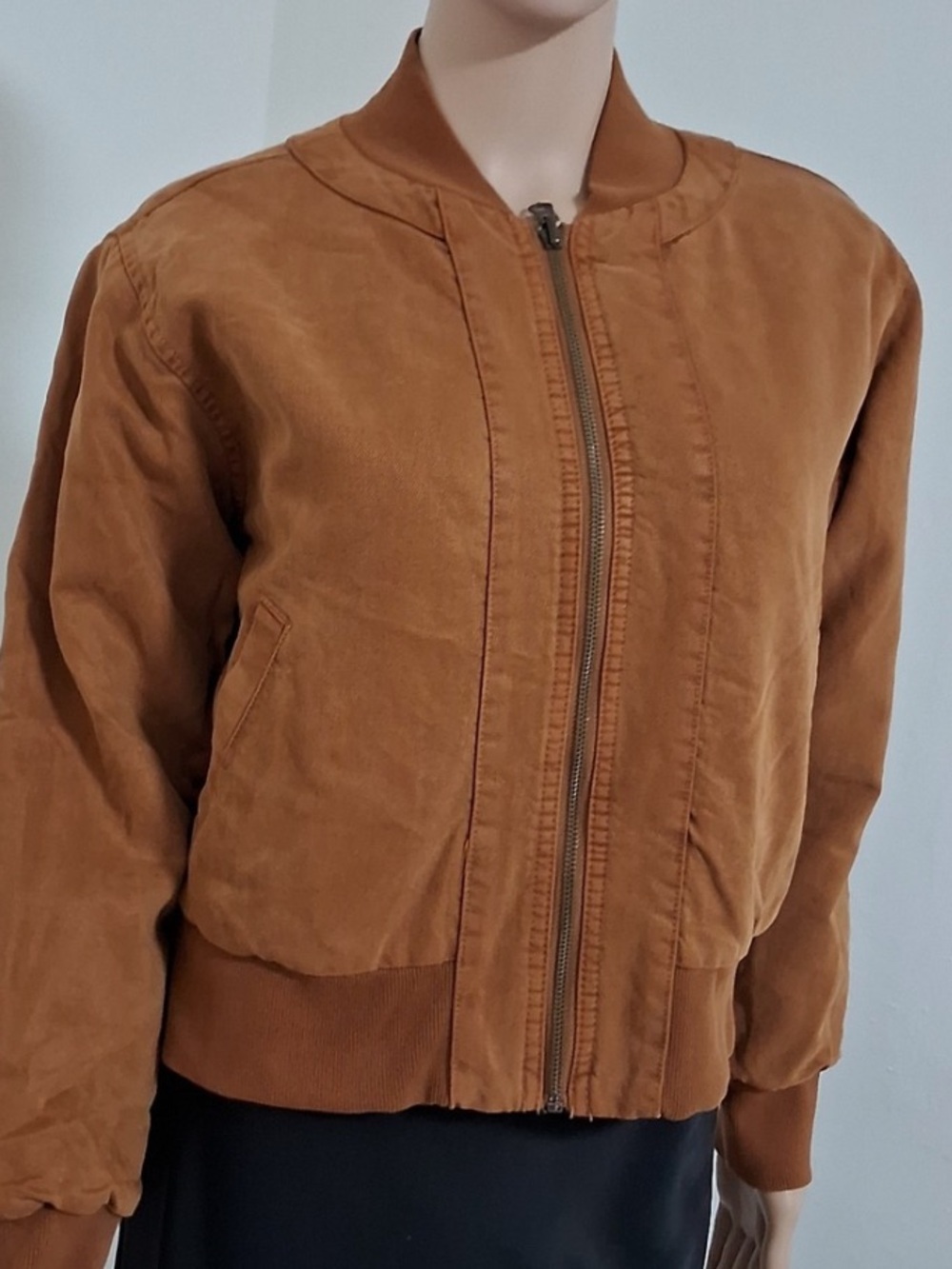 Young Fabulous & Broke Women Reversible Quilted Bomber Jacket Small Camel Brown